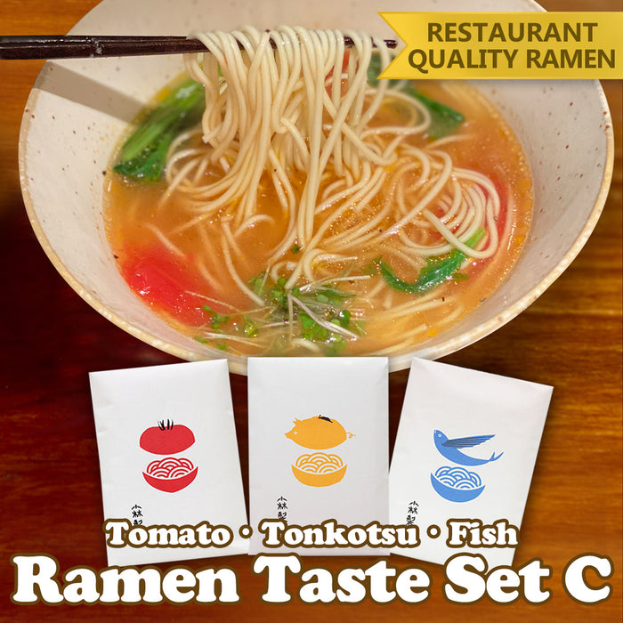 Degustazione di Ramen Set C - Sapori Tonkotsu, Pomodoro e Pesce. Scopri l'armonia perfetta di questa distintiva selezione deluxe. 6 confezioni (per 12 pasti)