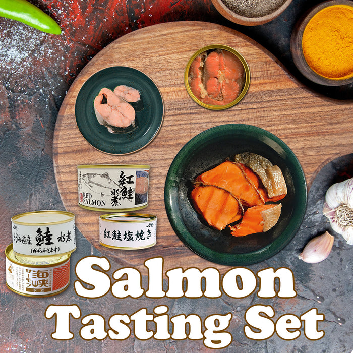 Set de degustación de salmón japonés enlatado: disfrute de 4 lujosos variaciones de pescado gourmet de Japón