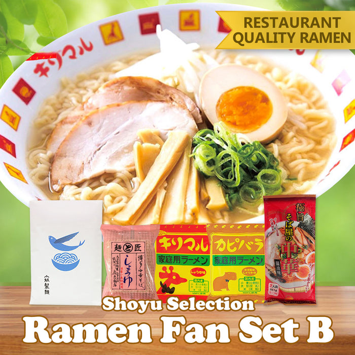 Ramen-Fächer-Set B – Shoyu-Auswahl – Entdecken Sie Ihre Lieblings-Sojasaucennudeln aus Japan. 5 Packungen (ergibt 7 Mahlzeiten)